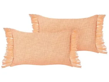 Sett med 2 pynteputer TANSY 40 x 60 cm Bomull Oransje Ensfarget v:9171984 Sett med 2 pynteputer TANSY 40 x 60 cm Bomull Oransje Ensfarget v:9171984