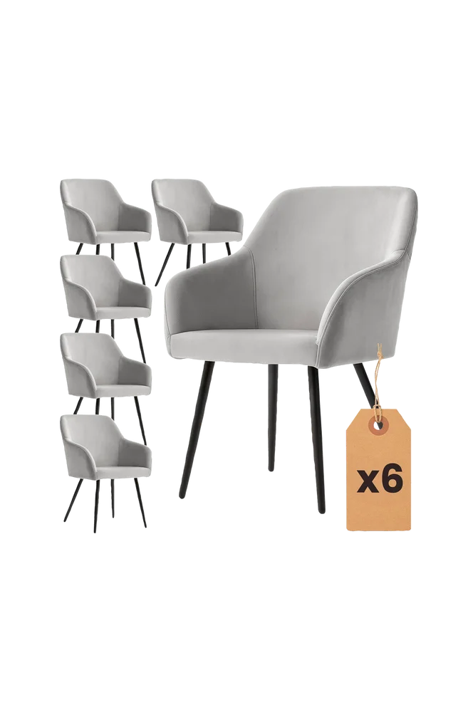 Akord Estelle Smooth Velvet polstret spisestol, sett med 6 stk. – Flerfarget m v:584612 Akord Estelle Smooth Velvet polstret spisestol, sett med 6 stk. – Flerfarget m v:584612