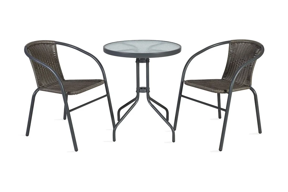 Cafesett BISTRO bord og 2 stoler D60xH70 grå v:3706398 Cafesett BISTRO bord og 2 stoler D60xH70 grå v:3706398