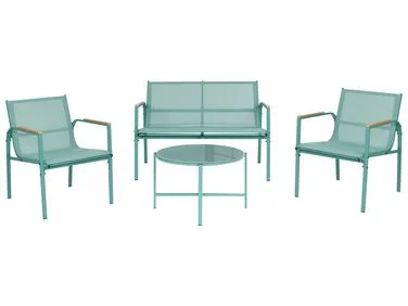 Loungesett til hagen med bord 4-seters LEDRO Metall Grønn v:4482213