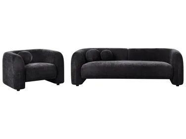 Sofagruppe 4-seters LEIREN Chenille Svart v:7763931