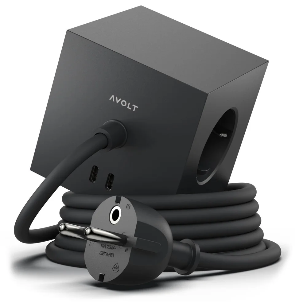 Square 1 Skjøteledning med USB-C / Magnet 1,8 m, Stockholm Black v:7185079