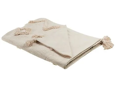 Pledd GUNA Bomull 130 x 180 cm Beige v:5412868