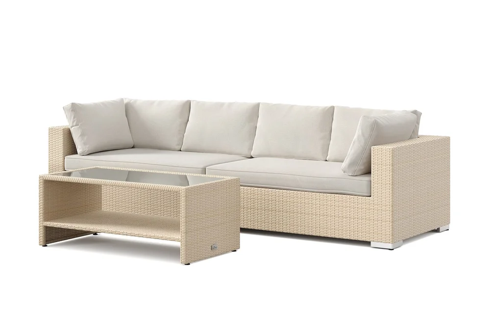 Bahamas utesofa 4-seters med bord og hylle v:4519990