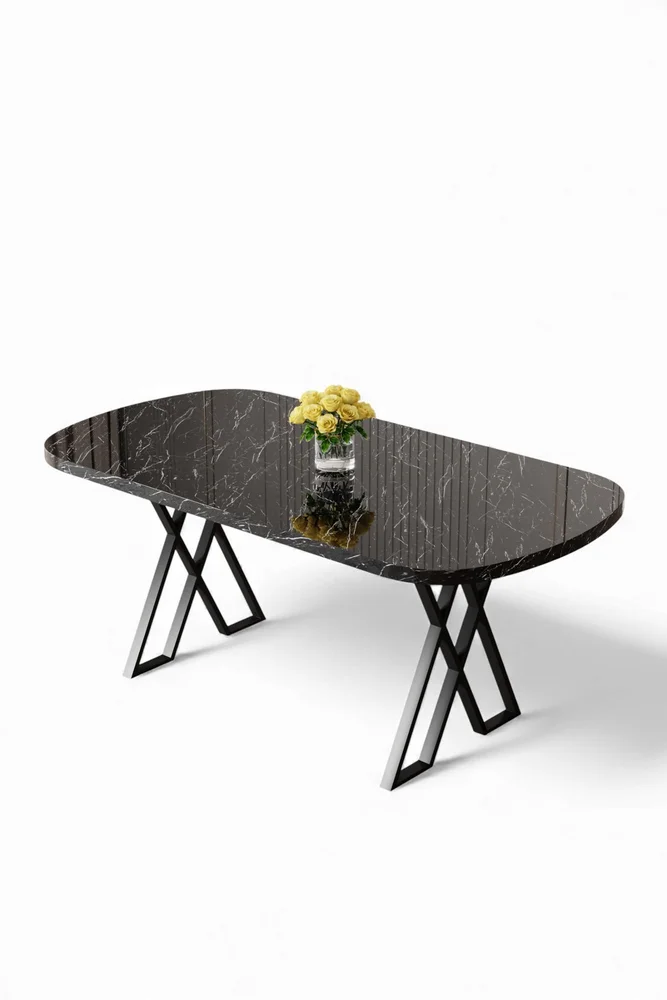 Spisebord Hanah Home Kaye (168 x 76 x 90 cm) Svart marmor svart v:1008171