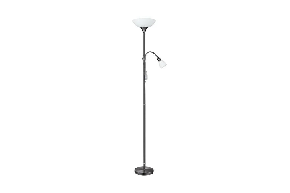Gulvlampe Eglo Up 2 med leselampe nikkel-nero hvit v:6592366