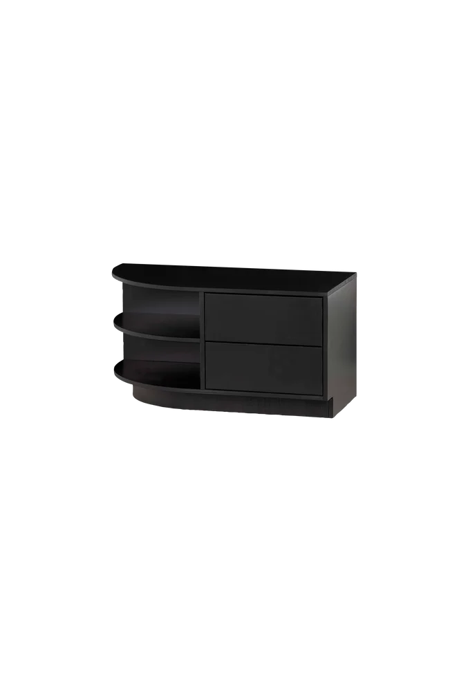 Tv-benk Finca rund venstre 78 cm - Svart m v:1315641