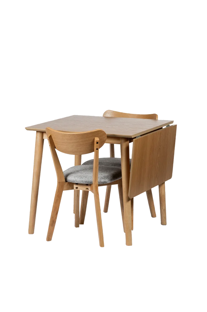 Spisesett Gotland 80/120×80 med 2 stk. Gotland-stoler. – Brun m v:197321