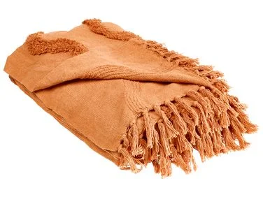 Pledd KHARI Bomull 200 x 200 cm Oransje v:8024995
