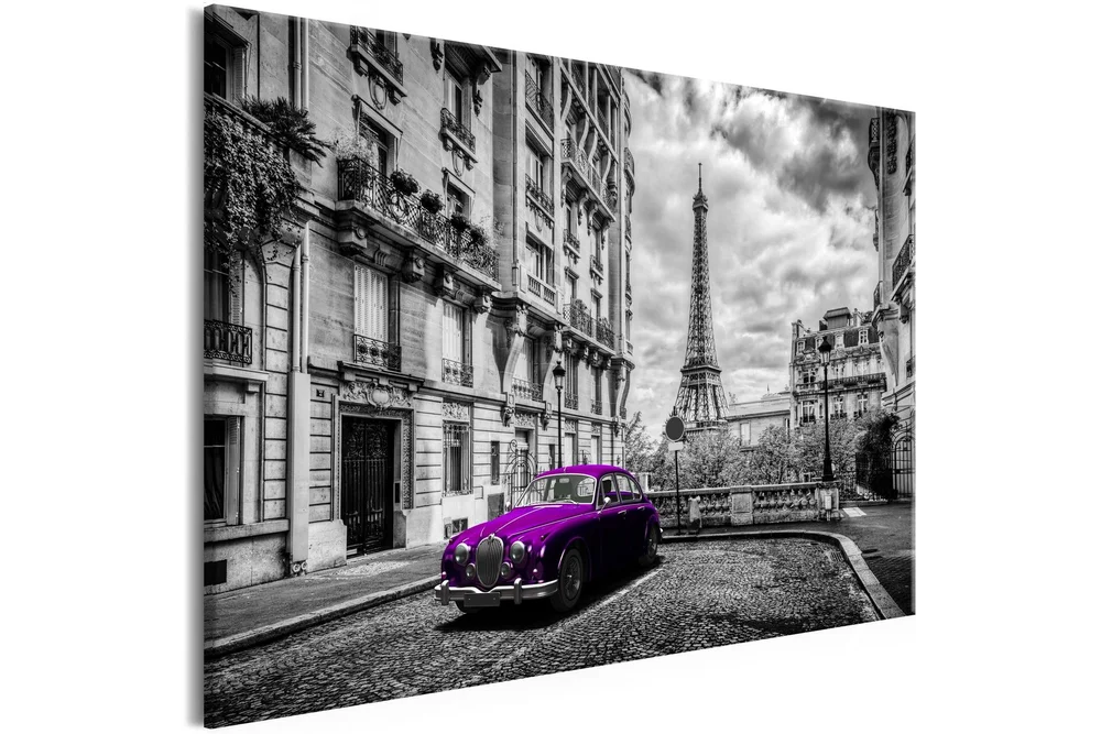 Tavle Car In Paris (1 Part) Violet Wide 90X60 v:9207964