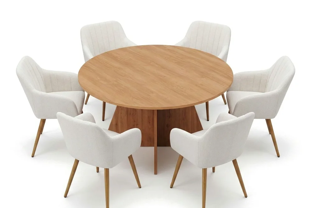 Vera spisegruppe rund 150 cm eik med 6 Filippa spisestoler v:5789753 Vera spisegruppe rund 150 cm eik med 6 Filippa spisestoler v:5789753