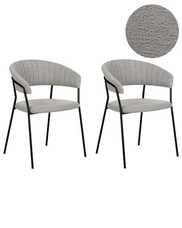 Sett med 2 spisestoler MARIPOSA Bouclé Grå v:5497953 Sett med 2 spisestoler MARIPOSA Bouclé Grå v:5497953