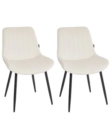 Sett med 2 spisestoler DUBROVNIK Fløyel Lys beige v:6665609
