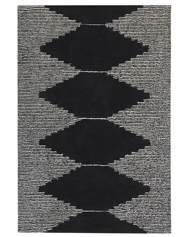 Teppe BATHINDA Svart/hvit 160 x 230 cm Bomull v:677251 Teppe BATHINDA Svart/hvit 160 x 230 cm Bomull v:677251