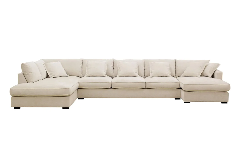 Rossita Lyx 6-seters venstrevendt U-formet ekstra dyp sofa med divan og sjeselong i chenille v:7184310 Rossita Lyx 6-seters venstrevendt U-formet ekstra dyp sofa med divan og sjeselong i chenille v:7184310
