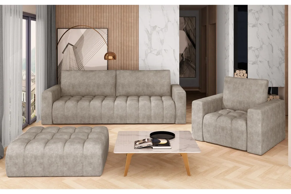 Alazaro Sofagruppe 3-seter + Lenestol + Puff v:5360461 Alazaro Sofagruppe 3-seter + Lenestol + Puff v:5360461