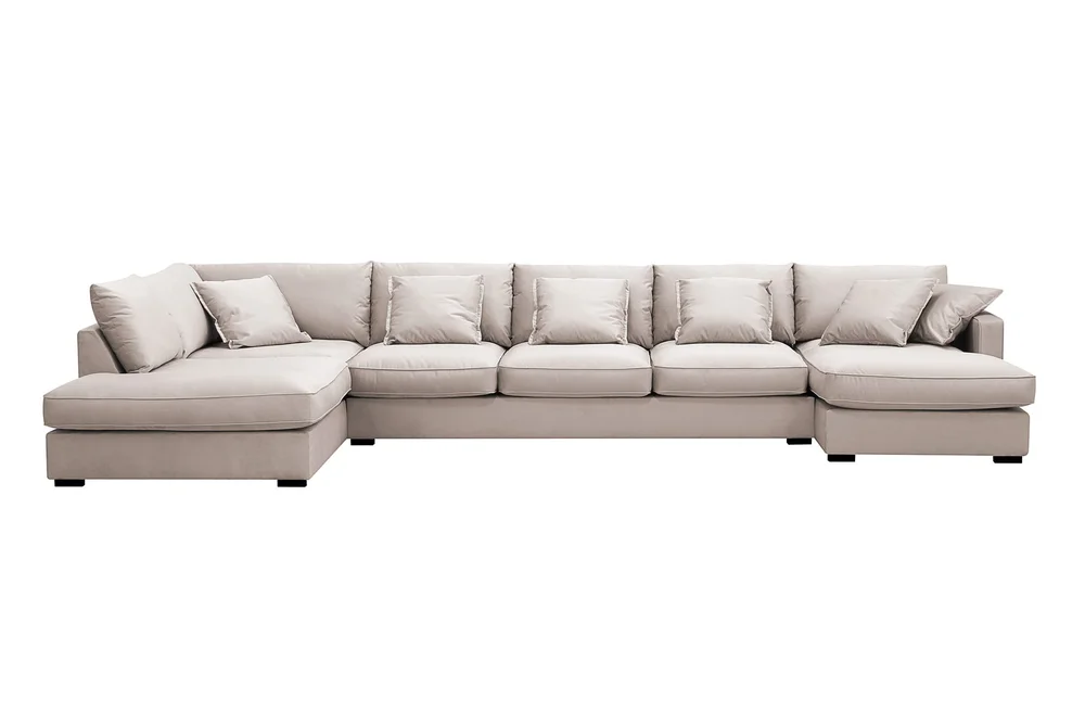 Rossita Lyx 6-seters venstrevendt U-formet ekstra dyp sofa med divan og sjeselong i fløyel v:2471865