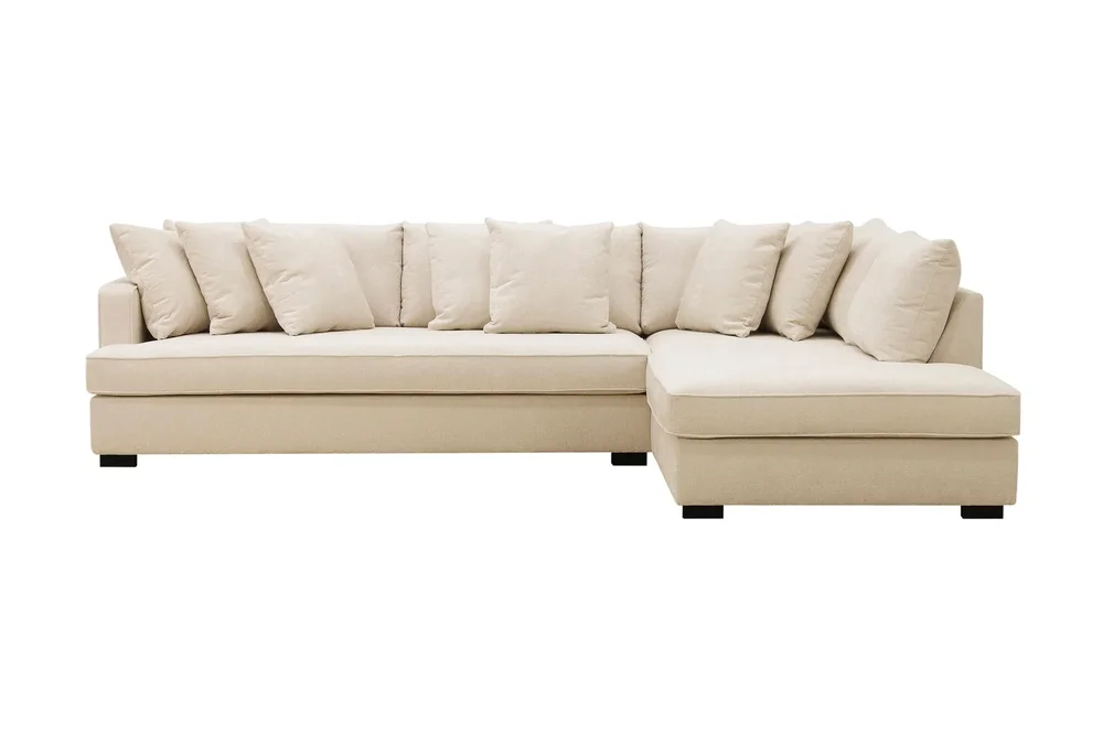 Rossita 4-seters Høyrevendt L-formet Dyp Sjeselongsofa med Hel Pute i Chenille v:5963660