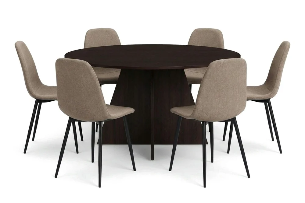 Vera spisegruppe rund 150 cm røkt eik med 6 Nibe spisestoler v:9719543 Vera spisegruppe rund 150 cm røkt eik med 6 Nibe spisestoler v:9719543