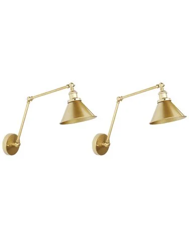Sett med 2 vegglamper NARVA Justerbar Metall Gull v:2519277 Sett med 2 vegglamper NARVA Justerbar Metall Gull v:2519277
