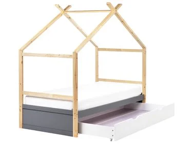 Barneseng Hus Furutre ORGEVAL 90 x 200 cm Med oppbevaring Grå v:944255 Barneseng Hus Furutre ORGEVAL 90 x 200 cm Med oppbevaring Grå v:944255