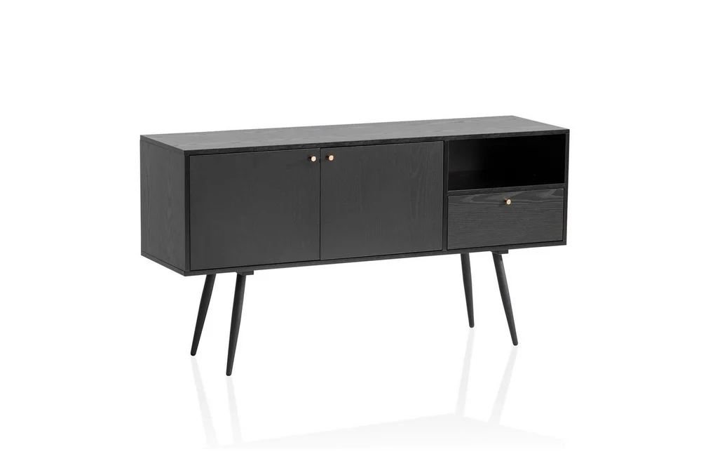 Skjenk Wohnling Melaminbelagt MDF 140 cm med 2 Dører 1 Skuff Moderne v:7725866