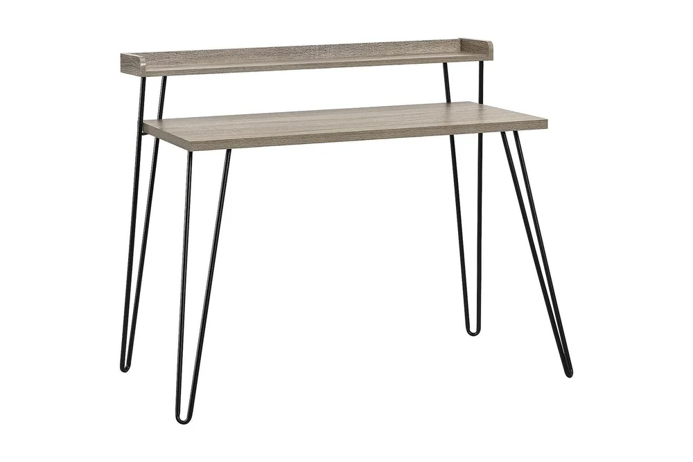 Haven Skrivebord 114 cm med Oppbevaringshylle Grå/Svart v:3962307