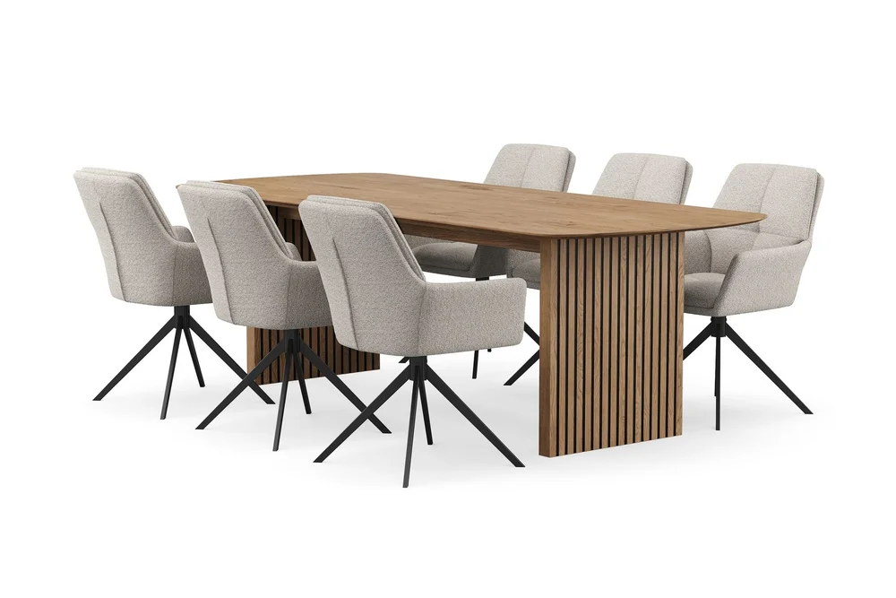Richeto spisegruppe 240 cm med 6 Torsby snurrestoler v:1543052