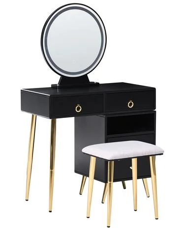 Sminkebord med speil og krakk YVES LED Svart v:2748319