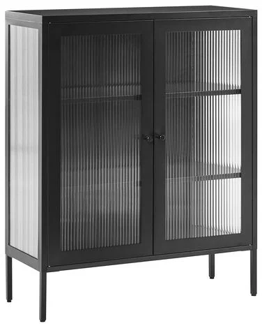 Skjenk med glassdører LERRYN 90 cm Metall Svart v:8959533 Skjenk med glassdører LERRYN 90 cm Metall Svart v:8959533