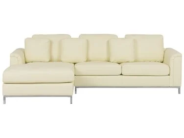 Hjørnesofa 4-seters OSLO Ekte skinn Lys beige Høyrevendt v:9599756 Hjørnesofa 4-seters OSLO Ekte skinn Lys beige Høyrevendt v:9599756