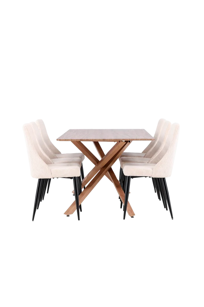 Piazza spisebord med Leone spisestol – Beige m v:431915 Piazza spisebord med Leone spisestol – Beige m v:431915