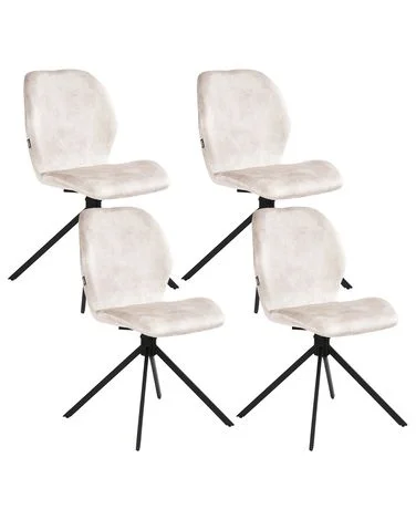 Sett med 4 spisestoler MORRISON Fløyel Lys beige v:4944834
