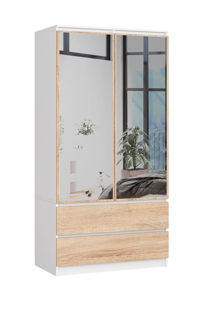 Akord Garderobe med 2 dører, 2 skuffer og 2 speil – Flerfarget m v:7938941 Akord Garderobe med 2 dører, 2 skuffer og 2 speil – Flerfarget m v:7938941
