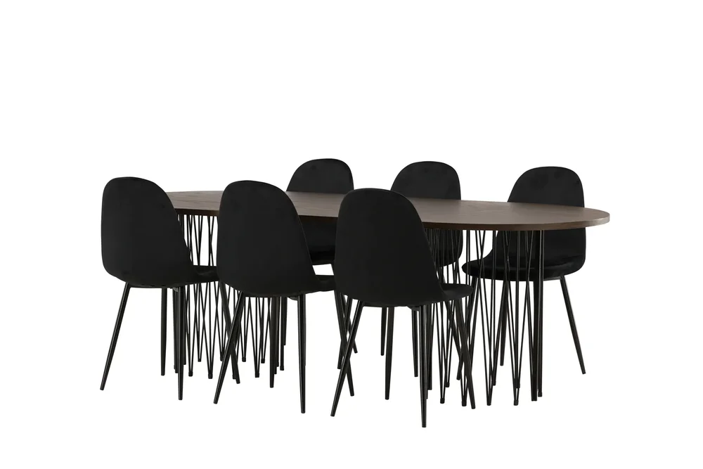 Spisegruppe Alismo 220 cm Oval med 6 Nicci Stoler v:6703811