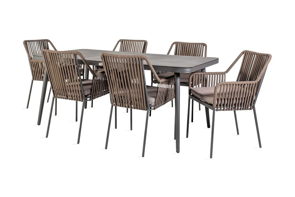Hagegruppe ANDROS bord og 6 stoler 180x90xH75cm v:3810598