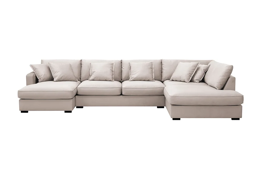 Rossita Lyx 5-seters høyrevendt U-formet ekstra dyp sofa med divan og sjeselong i fløyel v:1815623